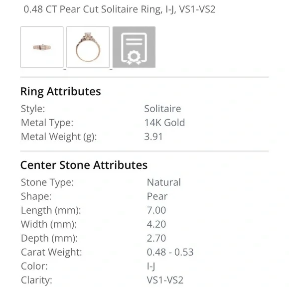 Beautiful Pear Shaped Diamond Engagement Ring - Picture 3 of 9